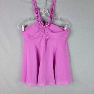 NWT Sz 6 Rebecca Taylor Beautiful 100% Silk Halter Style Top Blouse in Purple